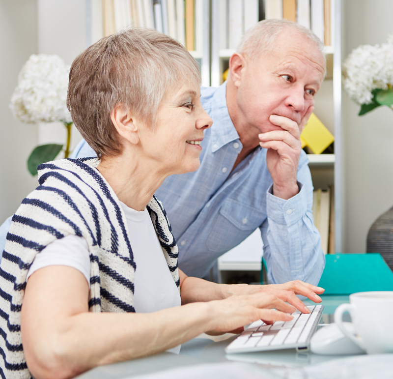 Senior Couple Doing Assisted Living Virtual Tour